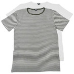 ARMOR LUX(A[EbNX) S/S CREWNECK T-SHIRT PACK(N[lbNTVc2pbN) BORDER OLIVE/WHITE & SOLID NATURAL
